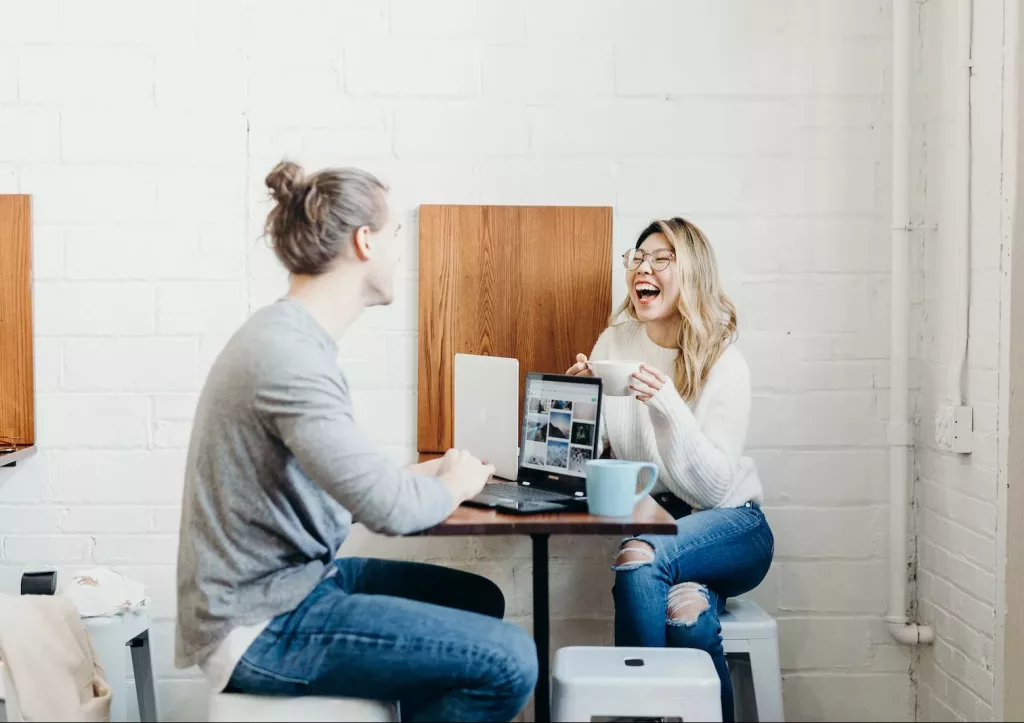 couple sitting on the dining table